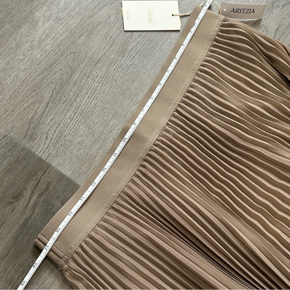 NWT artizia Wilfred Twirl Pleated Chiffon Midi Skirt Taupe Womens Size xl Brown - Picture 12 of 13